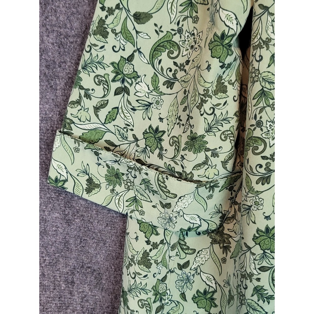 Woman Within 2X Floral Button Down 3/4 Sleeve Green Casual Shirt Top Blouse Cuff - Picture 7 of 10